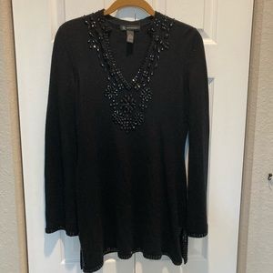 Inc black sweater sewn on sparkle beads size medium